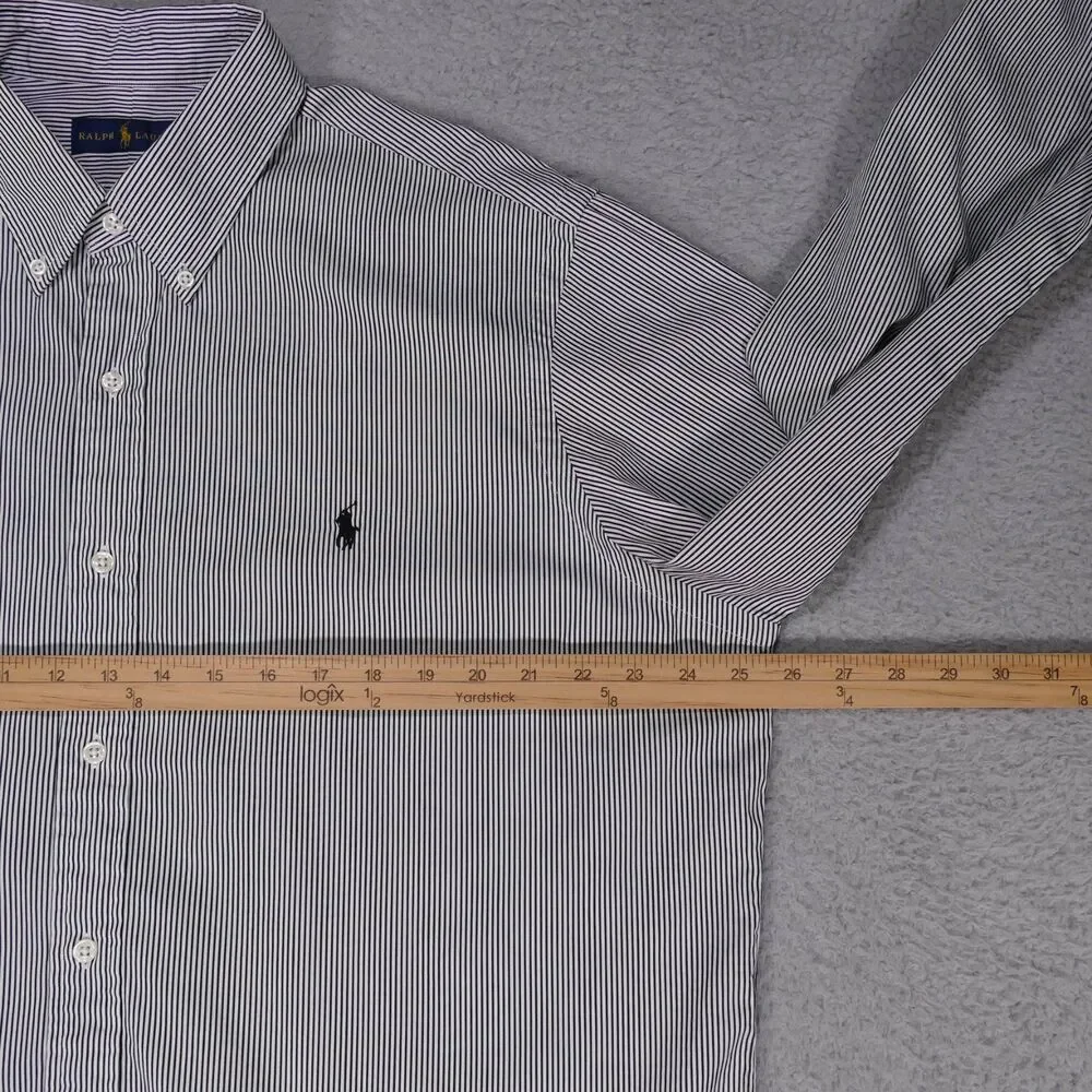Polo ralph Lauren Shirt Mens XL Black Pinstripe Button Down Long Sleeve